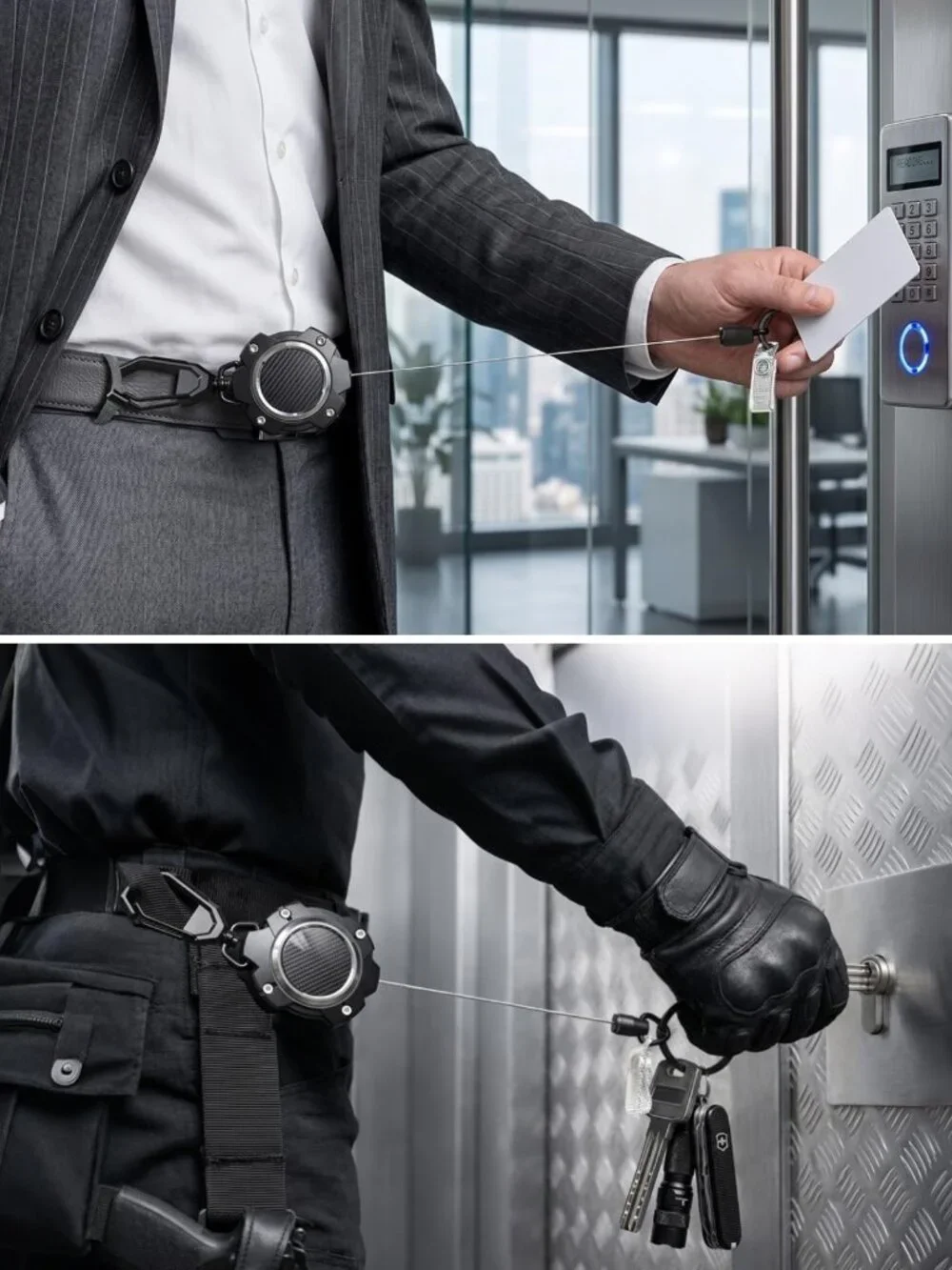 2 Pack Retractable Keychain - Holds 15+ Keys, 31.5 in Wire Rope, Lightweight